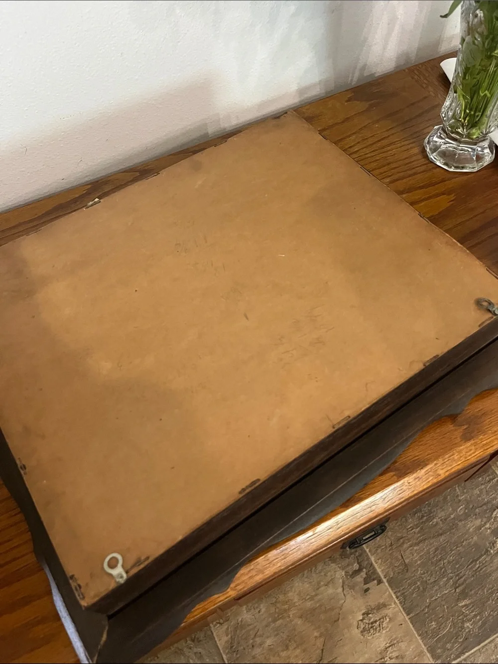 Antique cottage, core Rustic Dark Brown Wall Shelf with Mirror Back